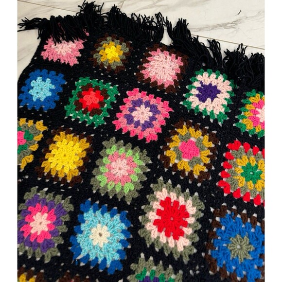 Crochet Granny Squares Bright Art Blanket Square Throw Bed Couch Sofa Hand Made - Picture 3 of 5